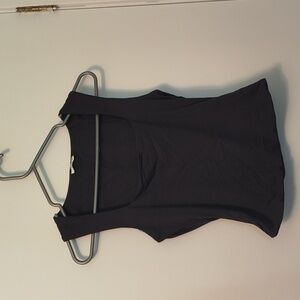 NWOT black crop top with trapeze neckline